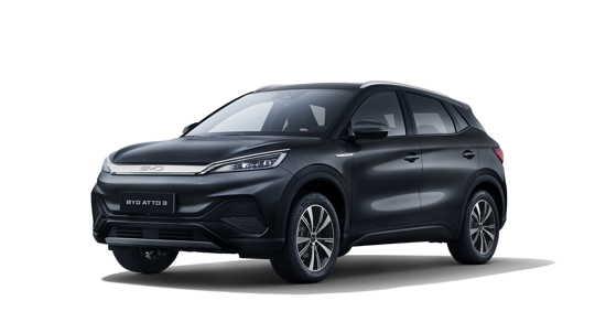 BYD ATTO 3 i sort set fra forfra